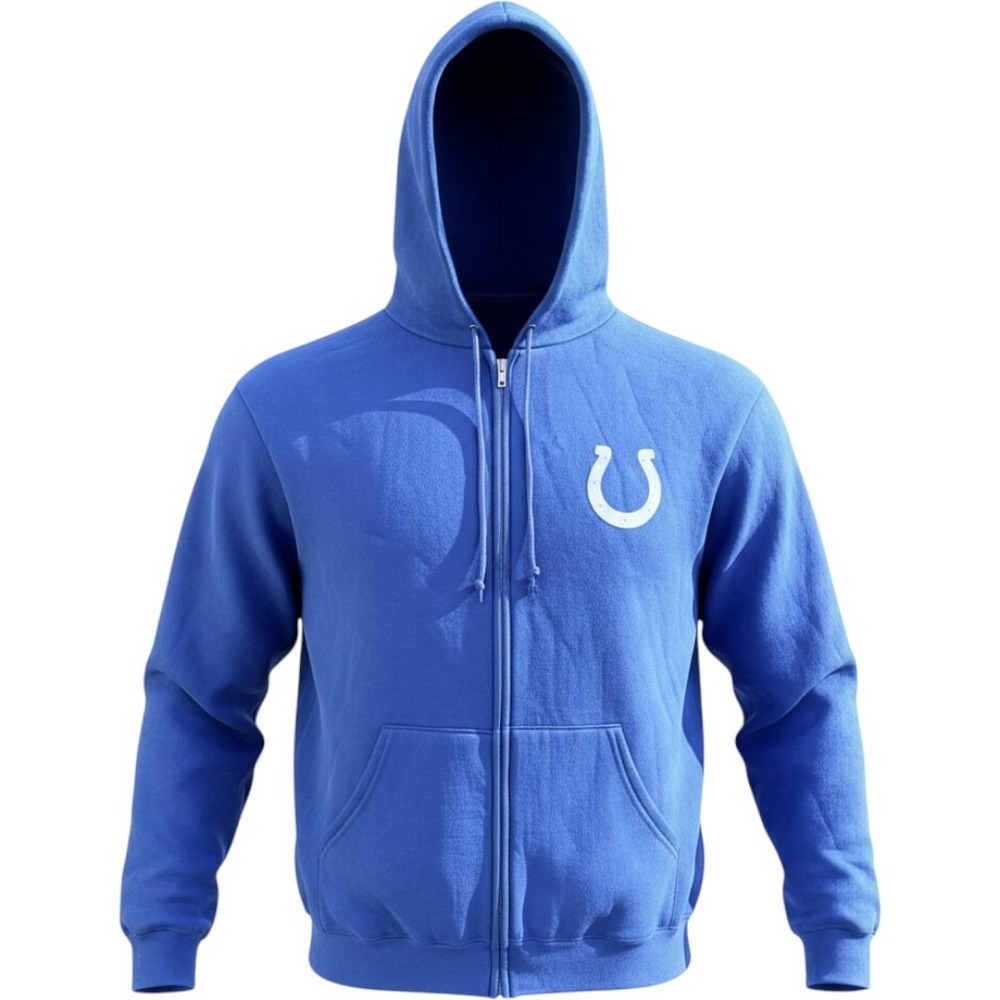 NFL Team Indianapolis Colts Zip Hoodie Mens XL Blue Cotton Blend Fleece Sporty